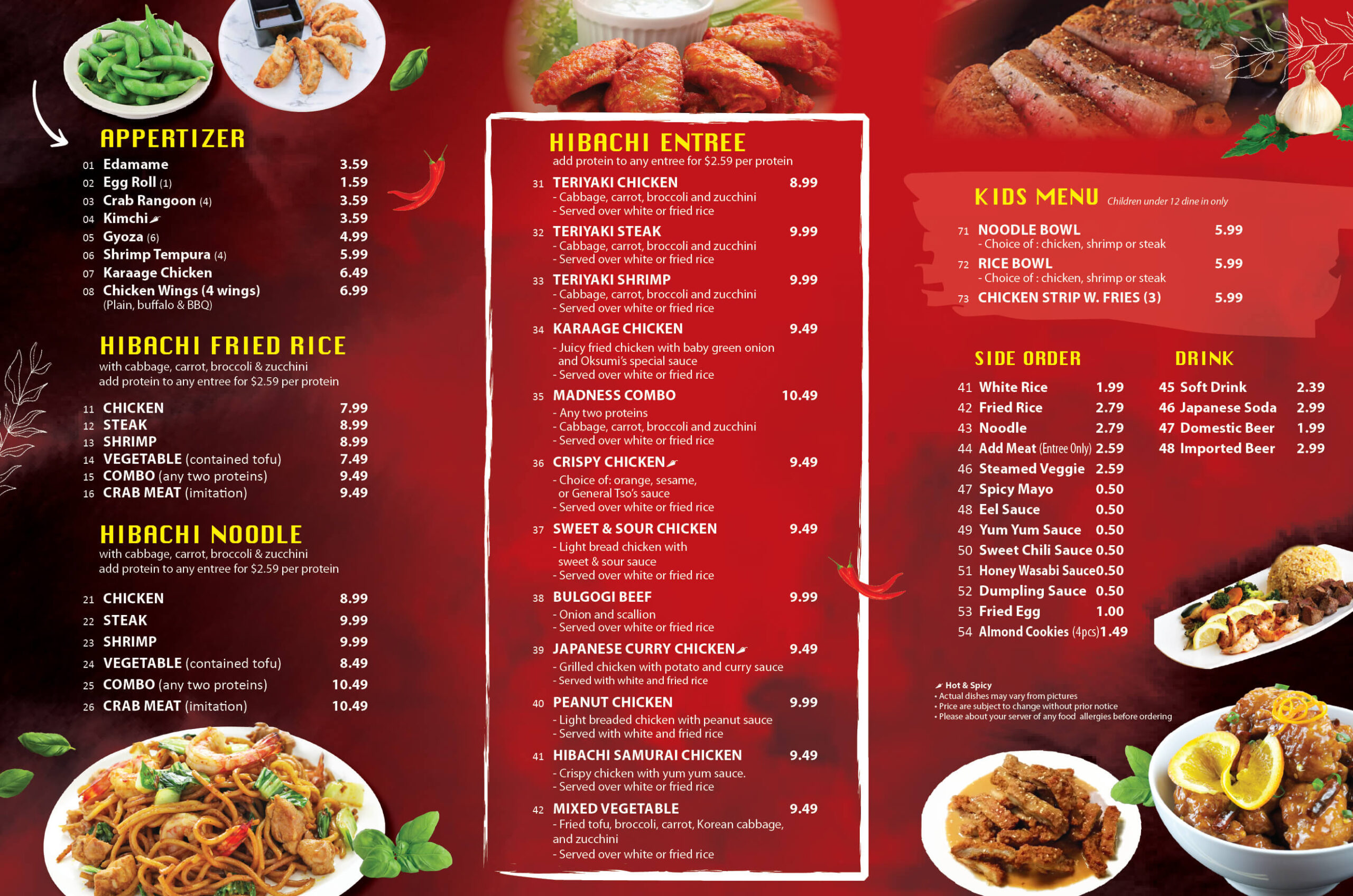 hibachi madness restaurant new menu 2023